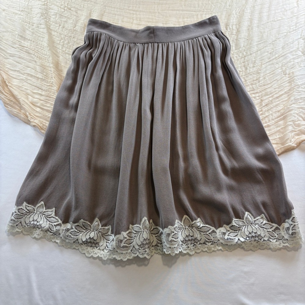 Madame Shoushou Womens Soft Gray Boho Cottage A Line Skirt Size M MSRP $138